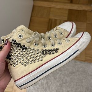 Beige studded converse size 7
